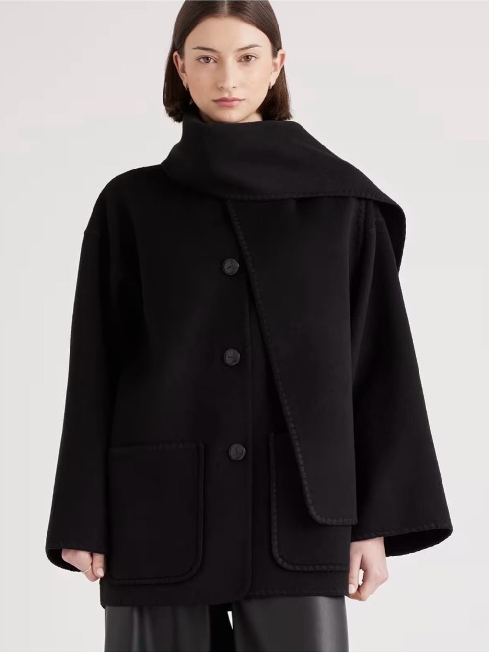 Quince Wool Scarf Coat NWOT Sz med